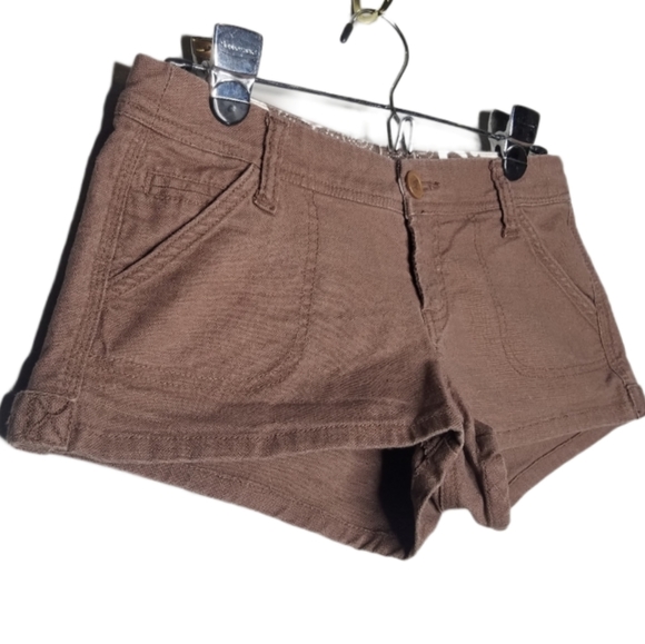 Heritage 1981 Brown Linen Shorty Shorts Juniors 3 - Picture 1 of 10